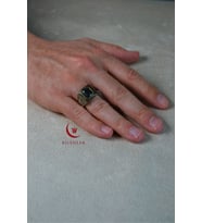 Erkek Siyah Taşlı Metal Yüzük/Uzun ömürlü Şık Tasarım (40'lı kutu)