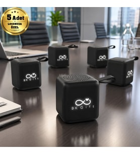 Logonuza Özel 5 Adet SP-4101 Bluetooth 5.0 Işıklı LED Logolu Mini Hoparlör