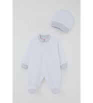 Breeze Erkek Bebek Patikli Tulum Nokta Desenli 0-6 Ay, Beyaz