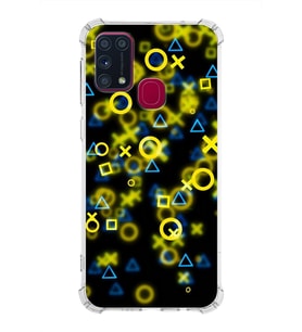 Samsung Galaxy M31  Köşe Korumalı Antişok Kapak  Semboller Tasarımlı Şeffaf  Kılıf