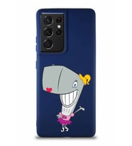 Samsung Galaxy S21 Ultra Soft Premier Kapak Pearl Yengeç Tasarımlı Silikon Kılıf - Lacivert (Şeffaf)