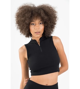 Maraton SlimFit Kadın Balıkçı Yaka  Siyah- Crop Top