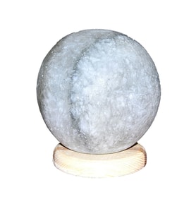 Gri Tuz Lambası, 3,5-4 kg, Model Küre, Çankırı Tuzlu, Düğmeli Açma-Kapama (Krem)