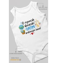 Dayıya Özel Sıfır Kollu Bebek Zıbını %100 Pamuk