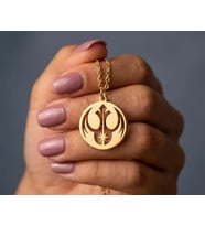 Kişiye Özel 925 Ayar Gümüş Star Wars Jedi Order Sembol Kolye (Gold)