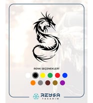 Ejderha Sticker 17x17 Cm Siyah