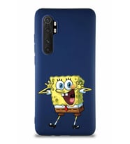 Xiaomi Mi Note 10 Lite Soft Premier Kapak Sünger Bob Tasarımlı Silikon Kılıf - Lacivert (Şeffaf)