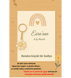 10 Adet Kız Çocuk Konsept Papatya Anahtarlık - Mevlid Hediyesi - Yenidoğan Hediyesi - Mevlid