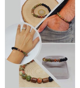 Unakit & Oniks Taşı 8mm Unisex Tasarım Bileklik Hawaii Model (4356)