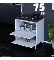 Eliusta Siena 75 cm Çift Kapaklı Set Üstü Ocak Dolabı Fırınlık Kiler Çok Amaçlı Dolap 75x87x48 cm Beyaz