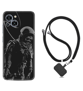 Reeder S23 Max Pro Kılıf Silikon Boyun Askılı İpli Desenli Silikon İskelet Astronot 1613