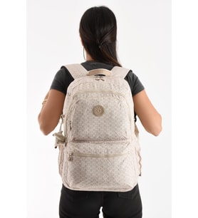 Ultra Hafif Sırt Çantası Okul Seyahat Unisex Desenli Krem (Model: 571-1C)
