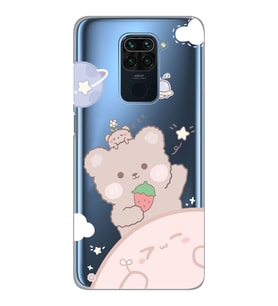 Xiaomi Redmi Note 9 Uyumlu Tatlı Ayıcık Desenli Şeffaf Telefon Kılıfı