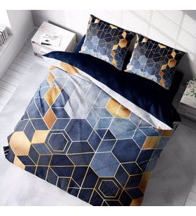 MonoHome Arty Blue 3D Pamuk Saten Çift Kişilik Nevresim Takımı (Karışık)