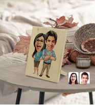 BK Gift Kişiye Özel Sevgililer Karikatürlü Dekoratif Ahşap Çerçeve Model 101