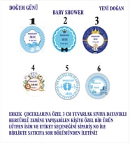 erkek çocuklarına özel etiket 3cm kişiye özel isim baskısı