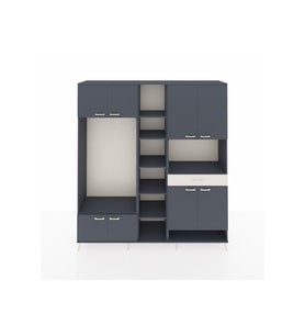 Hyperion Dolap 12 Raflı Tek Çekmeceli 8 Kapaklı 220x44x243 Antrasit-Antrasit/Aytaşı