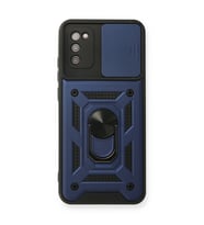 Samsung Galaxy A03s Kılıf Pars Lens Yüzüklü Silikon - Lacivert