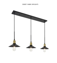 demet habek  mylights mylights retro rustik  masa üstü sarkıt üçlü avize  120 cm (Siyah)