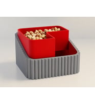 3D Baskı Fıstık Kasesi - Çift Hazneli Kabuk Ayırıcı Sunum Kasesi - Gri Kırmızı