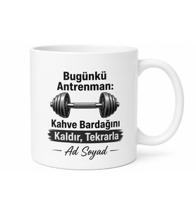 Fitness Severlere Ağırlık Temalı Esprili Kahve Kupası Spor Hediye Bardak