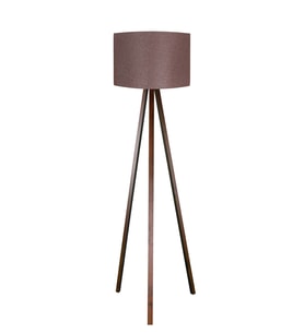 3 Ayaklı Lambader Silindir Kumaş Başlık Mdf Ayak Kahve LY539