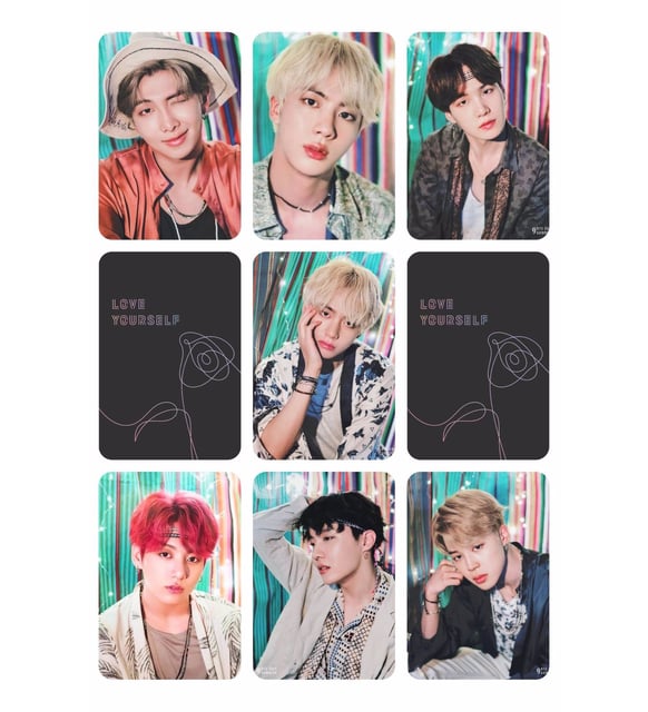 BTS (jin,jimin,v,suga jungkook) fotokart 9 adet 8*6 cm pvc kaplı süper