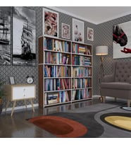 Kenzlife kitaplık süper ga 150*160*19 cvz 5 katlı 2 bölme çift bölme opsiyonlu ofis mutfak banyo dolabı arkalıksız