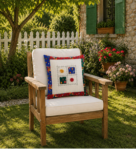 Naturel-Yama İşi, Kırçiçeği Nakışlı, El Emeği Dekoratif Kırlent Kılıfı 40x40 cm