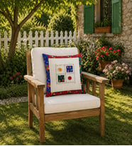 Naturel-Yama İşi, Kırçiçeği Nakışlı, El Emeği Dekoratif Kırlent Kılıfı 40x40 cm