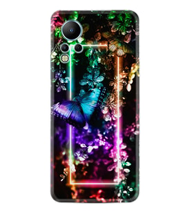 Infınix Note 12 Kılıf Silikon Desen Özel Seri Butterfly Neon 1684