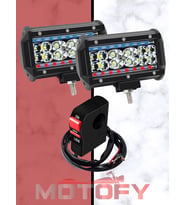 HÜGEL 84W MOTOSİKLET LED SİS FARI TAKIMI KIRMIZI MAVİ BEYAZ ÇAKARSIZ VE USBLİ AÇ KAPA BUTONU SETİ