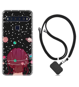 TCL 10L 10 Plus 10SE 20E 20SE 30 L7 Kılıf Boyun Askılı Silikon Space Woman 1311