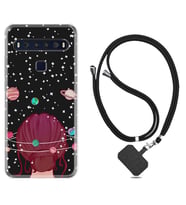 TCL 10L 10 Plus 10SE 20E 20SE 30 L7 Kılıf Boyun Askılı Silikon Space Woman 1311