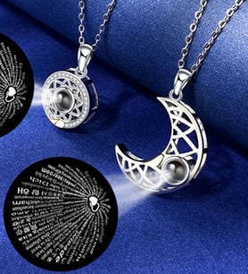 100 Dilde Seni Seviyorum Ay Yıldız Mıknatıslı Sevgili Kolyesi bbk45 (Metal)