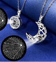 100 Dilde Seni Seviyorum Ay Yıldız Mıknatıslı Sevgili Kolyesi bbk45 (Metal)