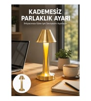 Mey İthalat® LED Masa Lambası 3 Renk Ayarlı Şarjlı Kablosuz Modern Tasarım Yeni Nesil