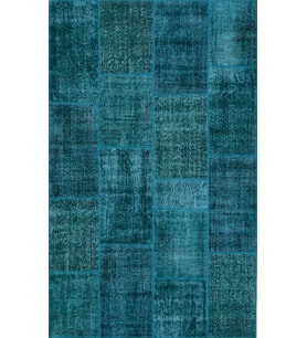 Bespoky Eberndorf Mavi Patchwork Pamuklu El Dokuması Alan Halısı