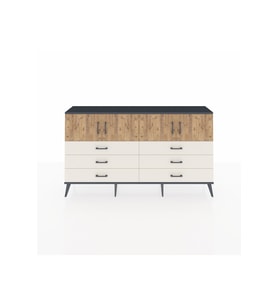 Arges Konsol 2 Raflı 6 Çekmeceli 4 Kapaklı 176x30x99 Antrasit-Çam/Aytaşı