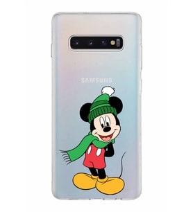 Samsung Galaxy S10 Plus Kapak Mickey Mouse Tasarımlı Şeffaf Silikon Kılıf
