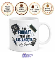 Bilgisayar Tamircisine Hediye Termal Macun Format Atma RAM Yükseltme Baskılı Kupa Bardak