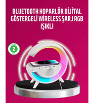 Kablosuz Şarjlı Led Masa Lambası Çalar Saat Ve Beyaz Gürültü Özellikli