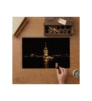 Kız Kulesi Gece Manzarası Tasarımı 240 parça Ahşap Puzzle Ahşap Kutuda MP08845