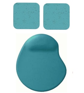 Oval Turkuaz Kum Desen Bilek Destekli Mouse Pad + 2 Adet Kupa Fincan Bardak Altlığı Altlık Set