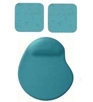 Oval Turkuaz Kum Desen Bilek Destekli Mouse Pad + 2 Adet Kupa Fincan Bardak Altlığı Altlık Set