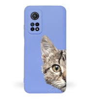 Xiaomi Mi 10T Pro Uyumlu Lansman Kılıf Catface Tasarımlı İçi Kadife Kapak-Lila (Şeffaf)