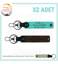 Motor Severlere, İsim Plaka ve A Rh (-) Kan Grubu Yazılı 2li Anahtarlık, Anı Set, K Kahve-Turkuaz-SK