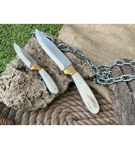 Yeni İkili bushcraft kamp bıçağı (Geyik Boynuz)