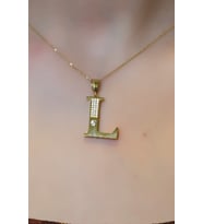 L HARFLİ&amp;amp;TAŞLI KOLYE UCU 14 AYAR A064986