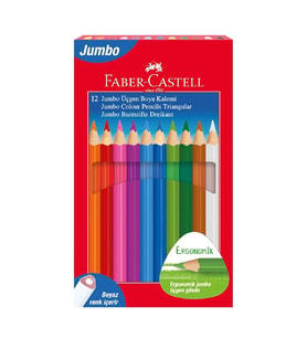 FABER CASTELL JUMBO ÜÇGEN TAM BOY KURU BOYA KALEMİ 12'Lİ